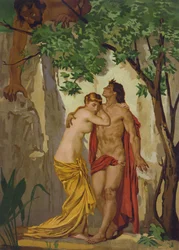 Galatea und Acis, überrascht vom Riesen Polyphemus